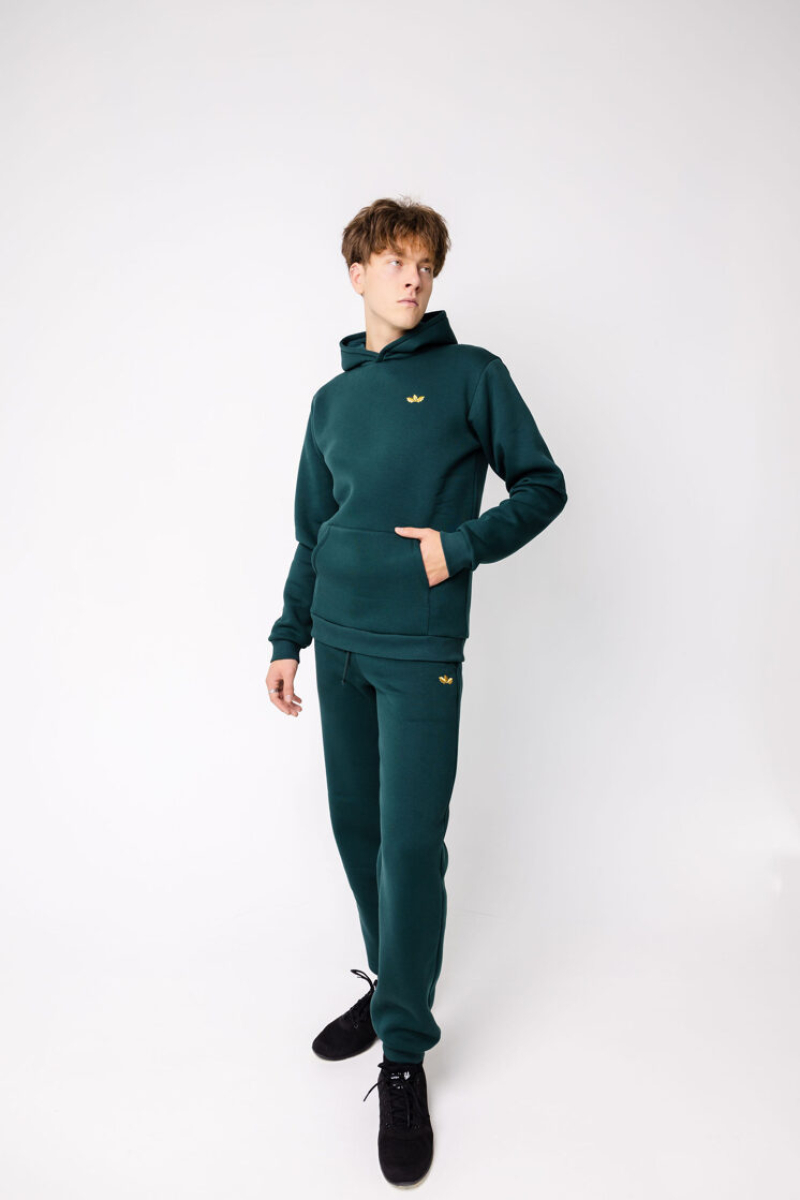 Unisex zaļš džemperis ar kapuci (hūdijs) "Priede" | Ozolvīle