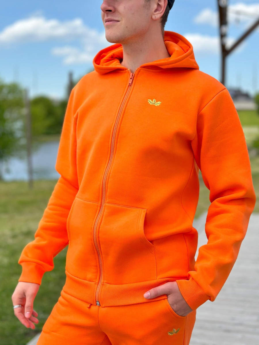 Unisex oranža jaka ar kapuci "Pīlādzis" | Ozolvīle
