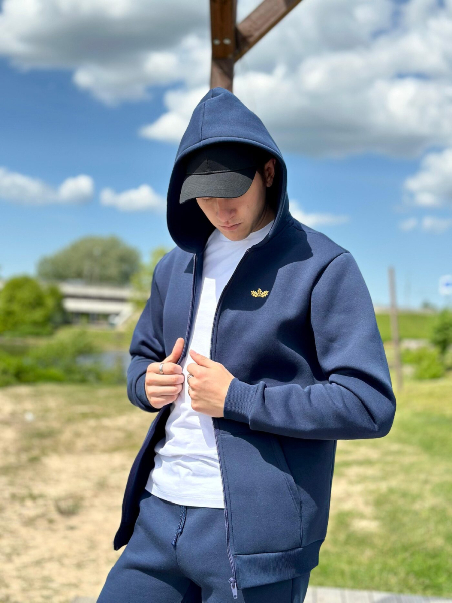 Unisex tumši zila jaka ar kapuci "Ūdens" | Ozolvīle