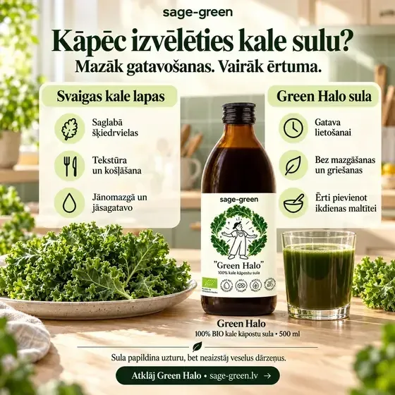 Sage-green - auksti spiestas, funkcionālas sulas, kas gatavotas no dabīgām sastāvdaļām.  — Instagram